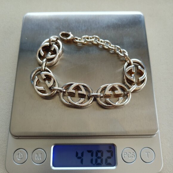 Gucci Britt Interlocking G Logo .925 Sterling Silver Bracelet - Picture 8 of 10